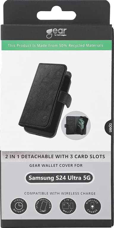 Gear 2-i-1 Samsung Galaxy S24 Ultra plånboksfodral (svart)