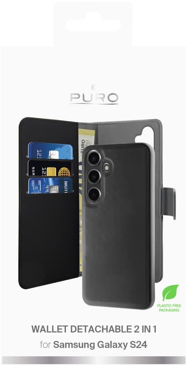 Puro 2in1 Samsung Galaxy S24 plånboksfodral (svart)