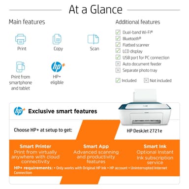 HP+ Deskjet 2721e AIO inkjet skrivare