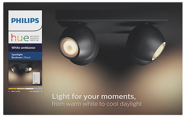 Philips Hue White ambiance Buckram fyrdubbel spotlight (svart)