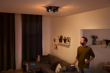 Philips Hue White ambiance Buckram fyrdubbel spotlight (svart)