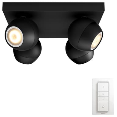 Philips Hue White ambiance Buckram fyrdubbel spotlight (svart)