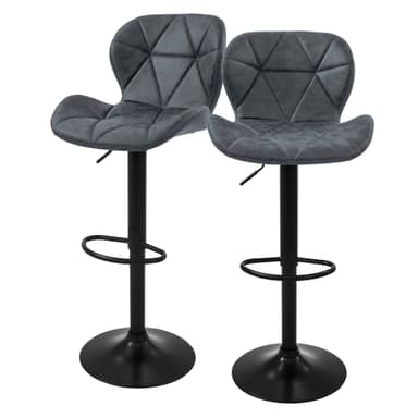 Barstol 2 st antracit konstläder, 59-79cm ML-Design