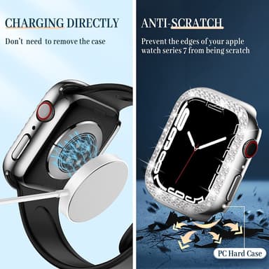 2-pack fodral med skärmskydd för Apple Watch iWatch 3 silver 44 mm