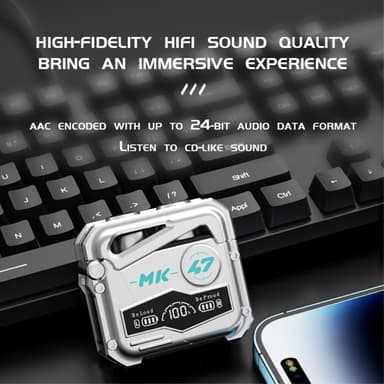 MK47 Mechanical Gaming Bluetooth In-ear Headset - Grå