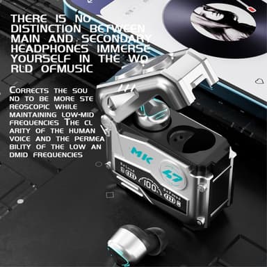 MK47 Mechanical Gaming Bluetooth In-ear Headset - Grå
