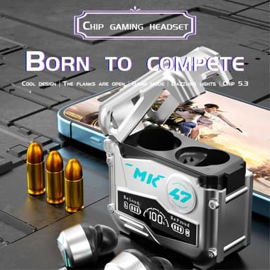 MK47 Mechanical Gaming Bluetooth In-ear Headset - Grå