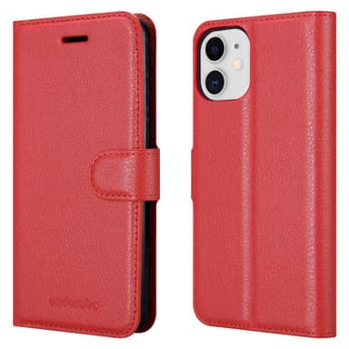 iPhone 12 MINI Plånboksfodral Skal (Röd)