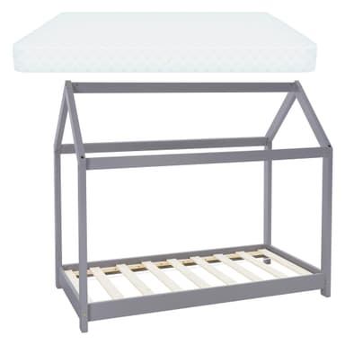 ML Design Bäddsäng 80x160cm med sänghimmel och slitsad ram