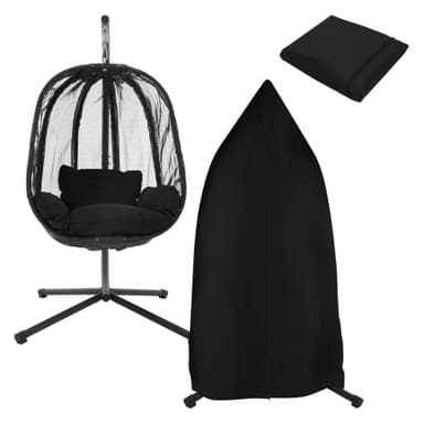 ML-Design Hängstol med stativ och sittdyna + skyddsöverdrag, svart