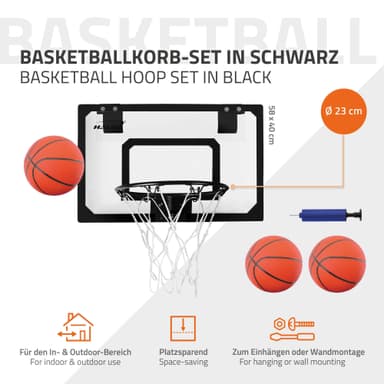 Hauki Mini basketkorg för rum, set med 3 bollar Ø16cm