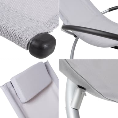 Gungstol med nackstöd 155x45x125 cm Cream Aluminium polyesterbelagd