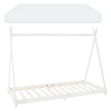 ML Design BedTipi 90 x 200cm med spjälram, vit