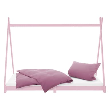 ML Design BedTipi 90 x 200cm med slitsad ram, rosa