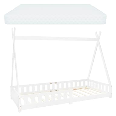 BedTipi Vit Fall Out träbädd Husbädd Furu 200x90cm