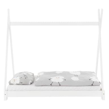 Barnsängmed gallerram och madrass 70x140 cm vit furu