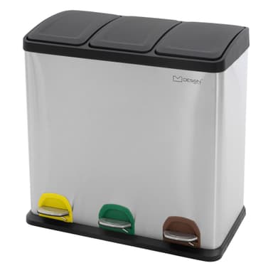 ML-Design Papperskorg för kök 3x20L (60L), Silverstål