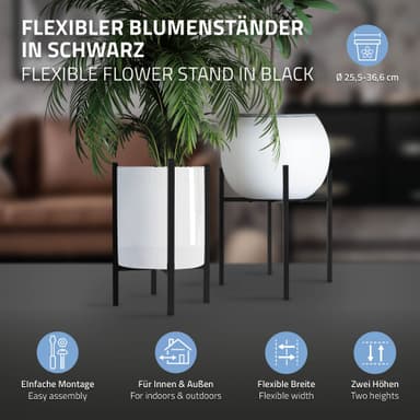Blomställning justerbar 25-36 cm svart metall ML design