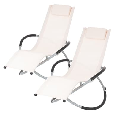 Gungstol med nackstöd 155x45x125 cm Cream Aluminium polyesterlackerad