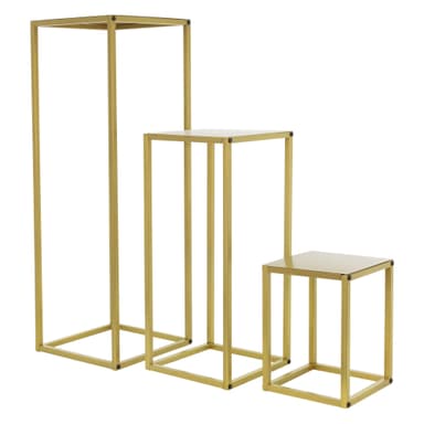 ML-Design Blomställ 3 st metall i guld, 22x22x30/26x26x60/30x30x90 cm