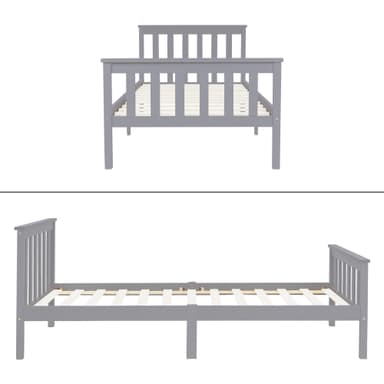 Säng med spjälram 90x200 cm Ljusgrå furu ML-Design