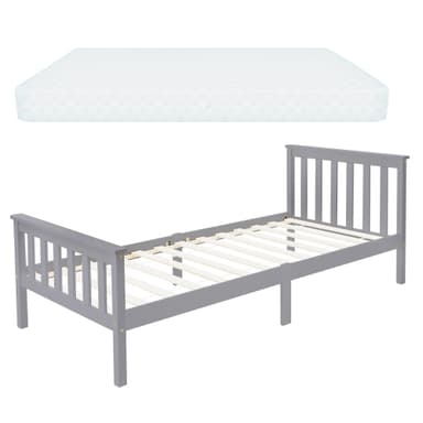 Säng med spjälram 90x200 cm Ljusgrå furu ML-Design