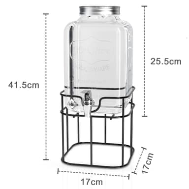 Dryckesdispenser 4 L med kran och ställ Glasbehållare