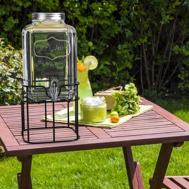 Dryckesdispenser 4 L med kran och ställ Glasbehållare