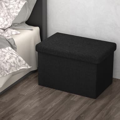Hopfällbar Sittpall 49x30x30 cm Fotstöd (svart)
