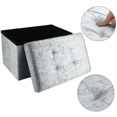 Hopfällbar Sittpall Bänk 49x30x30cm Fotstöd (blå)