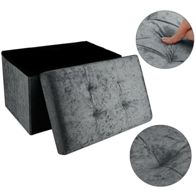 Hopfällbar Sittpall Bänk 49x30x30cm Fotstöd (grå)
