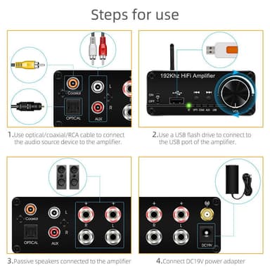 NÖRDIC Bluetooth 5.0 stereo audio amplifier 192Khz DAC digital to analog omvandlare 2x30W förstärkare