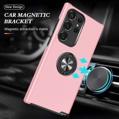 Samsung Galaxy S24 Ultra Hybrid skal med Finger Ring - Rosa