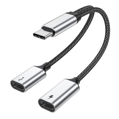USB-C hane till dubbel USB-C hona splitter kabel snabbladdning