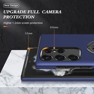 Samsung Galaxy S24 Ultra Hybrid skal med Finger Ring - MörkBlå