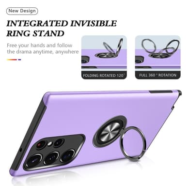 Samsung Galaxy S24 Ultra Hybrid skal med Finger Ring - Lila