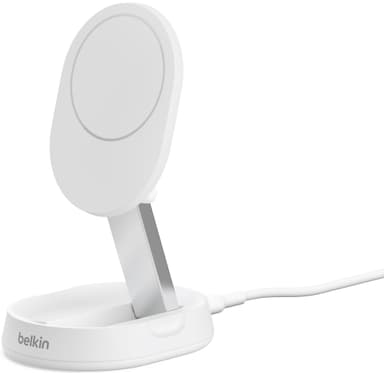 Belkin BoostCharge Pro Qi2 15W magnetisk konvertibel laddare (vit)