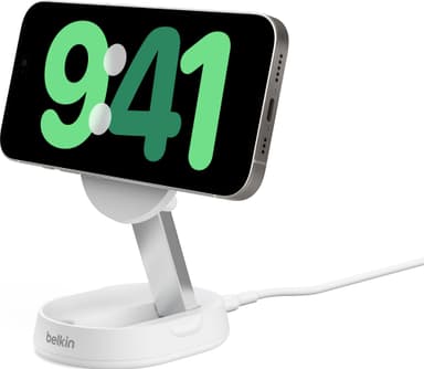 Belkin BoostCharge Pro Qi2 15W magnetisk konvertibel laddare (vit)