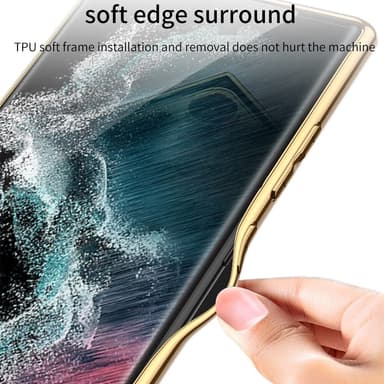 SKALO Samsung S24 Ultra PU-Läder Guldkant Skal - Svart