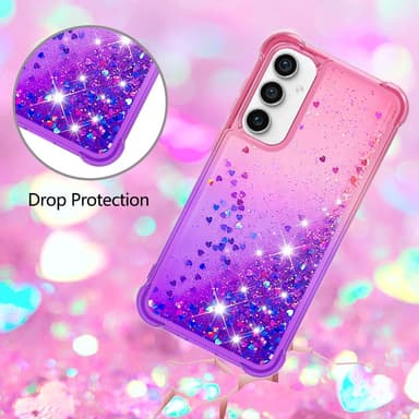 SKALO Samsung S23 FE Kvicksand Glitter Hjärtan TPU-skal - Rosa-Lila