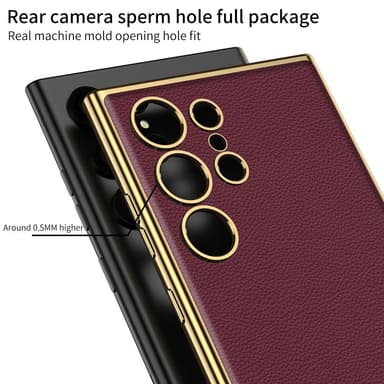 SKALO Samsung S24 Ultra PU-Läder Guldkant Skal - Svart