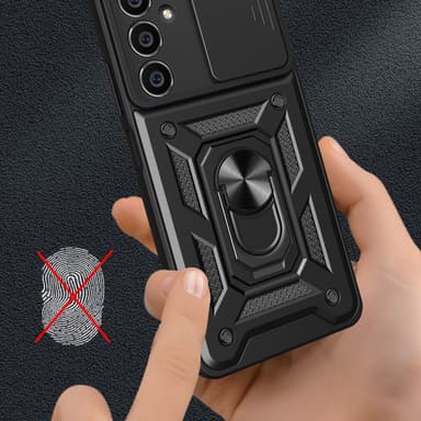 SKALO Samsung A05s 4G Armor Hybrid Metallring Kameraslider - Guld