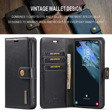 DG MING Samsung S24 2-i-1 Magnet Plånboksfodral - Svart