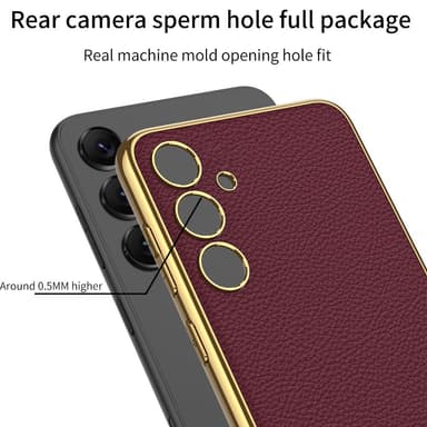 SKALO Samsung S24+ PU-Läder Guldkant Skal - Svart