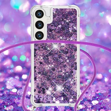 SKALO Samsung S24 Kvicksand Glitter Mobilhalsband - Lila