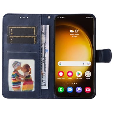 SKALO Samsung S24 Ultra PU-Läder Plånboksfodral - Blå