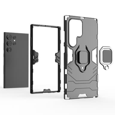 SKALO Samsung S24 Ultra Armor Hybrid Metallring skal - Svart