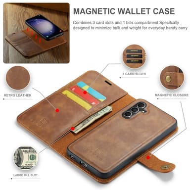 DG MING Samsung S23 FE 2-i-1 Magnet Plånboksfodral - Brun