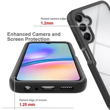 SKALO Samsung A05s 4G Shockproof Clear Hybrid Skal - Svart