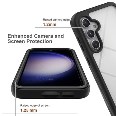 SKALO Samsung S23 FE Shockproof Clear Hybrid Skal - Svart